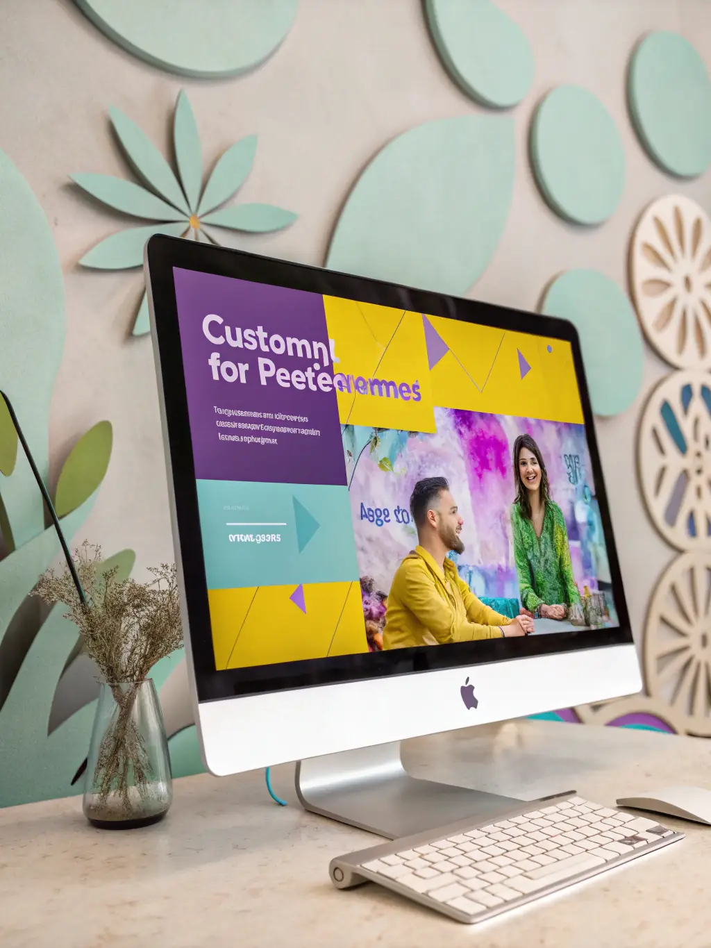 A vibrant image depicting B2C (Business-to-Consumer) interactions, such as a customer interacting with a mobile app or online advertisement, showcasing direct engagement and personalized marketing experiences.